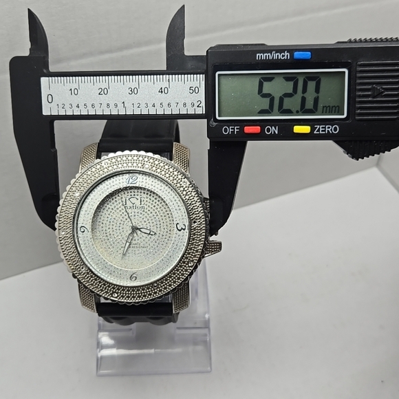 Mens Ice Nation SF-1030 Faux Diamond Dial Watch Silver Tone New Battery - Picture 4 of 9